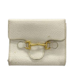 Gucci Trifold Wallet With Horsebit 035416 White Leather